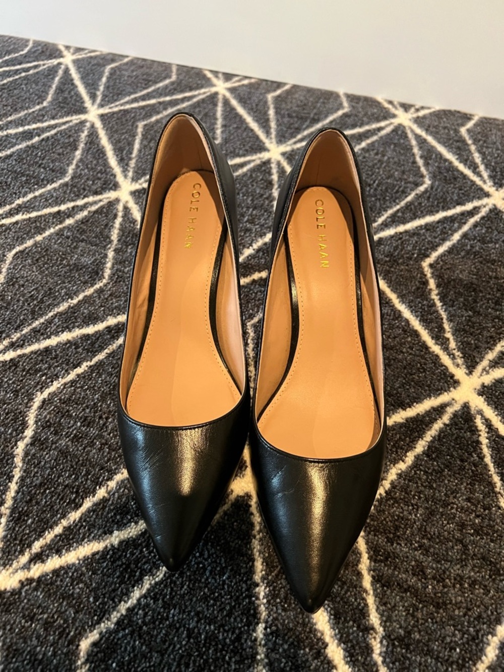 Cole Haan Black Leather Pointed Pumps